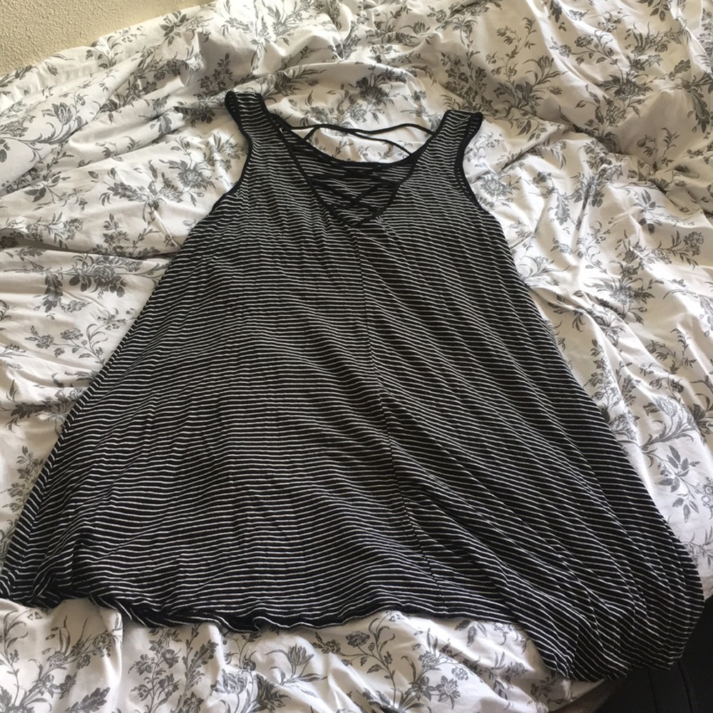 Striped cross-cross back dress